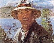 Self Portrait with Straw Hat Lovis Corinth